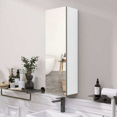 Niaomi 10'' W 30'' H Frameless Medicine Cabinet with Mirror and 3 Adjustable Shelves