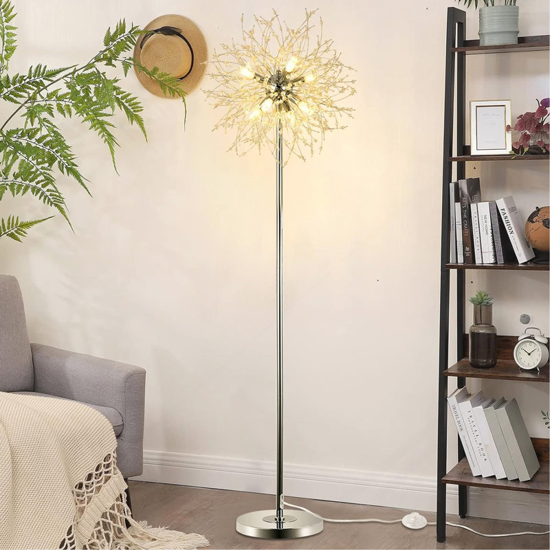 Crystal Floor Lamp For Bedroom, Silver