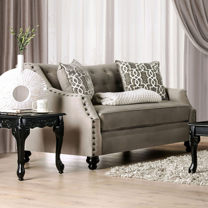65.4" W Transitional Loveseat, Light Brown