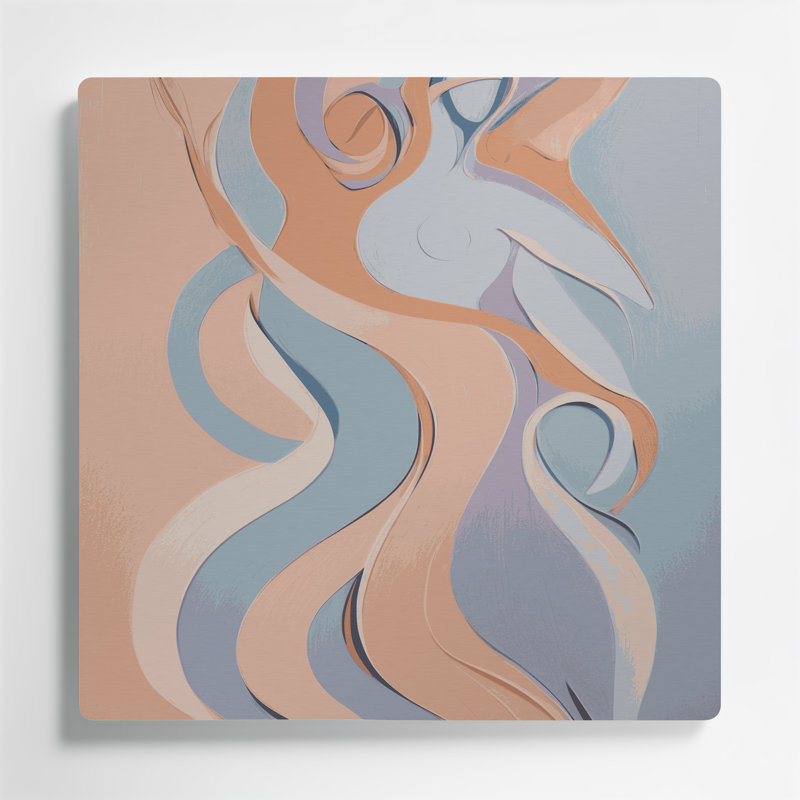 Art mural abstrait gris figuratif 62, 8" H x 8" W