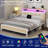 Bed Frame with Storage Headboard, Upholstered Platform Bed with Charging Station and LED Lights, Heavy Duty Metal Slats-266936268-265662778