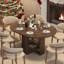Table de salle à manger extensible ronde à ovale de 109 à 150 cm de large pour 4 à 6 personnes, avec rangement dissimulé et piètement en croix, style ferme moderne.-279206078