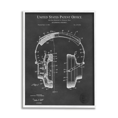 " Detailed Music Headphones Diagram Blueprint Patent Design " by Karl Hronek