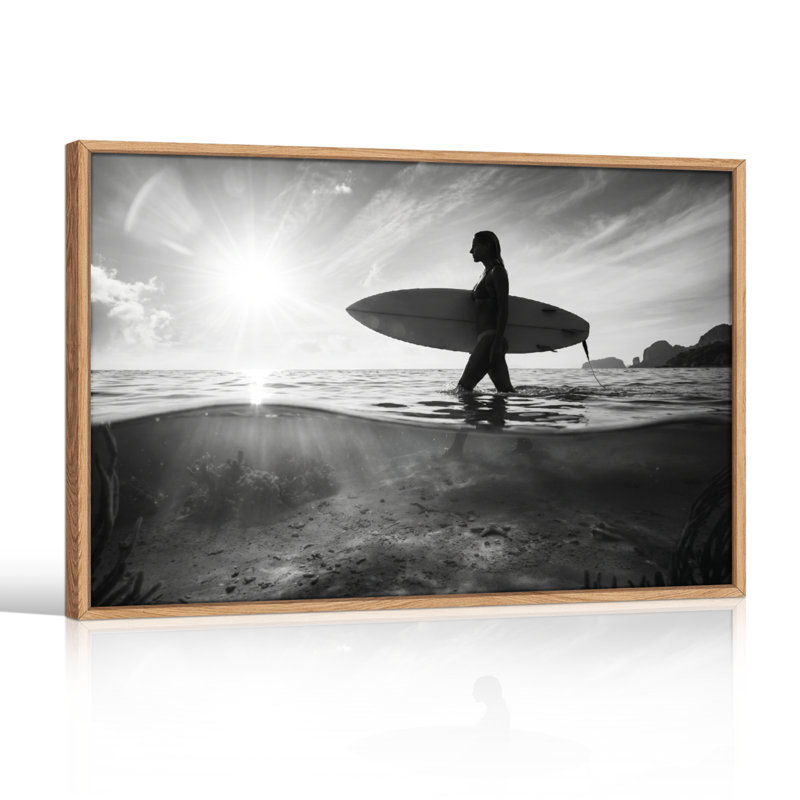 Ensemble de 1 toile murale Sunset Surfer, 20"H x 30"W, Wrapped Canvas