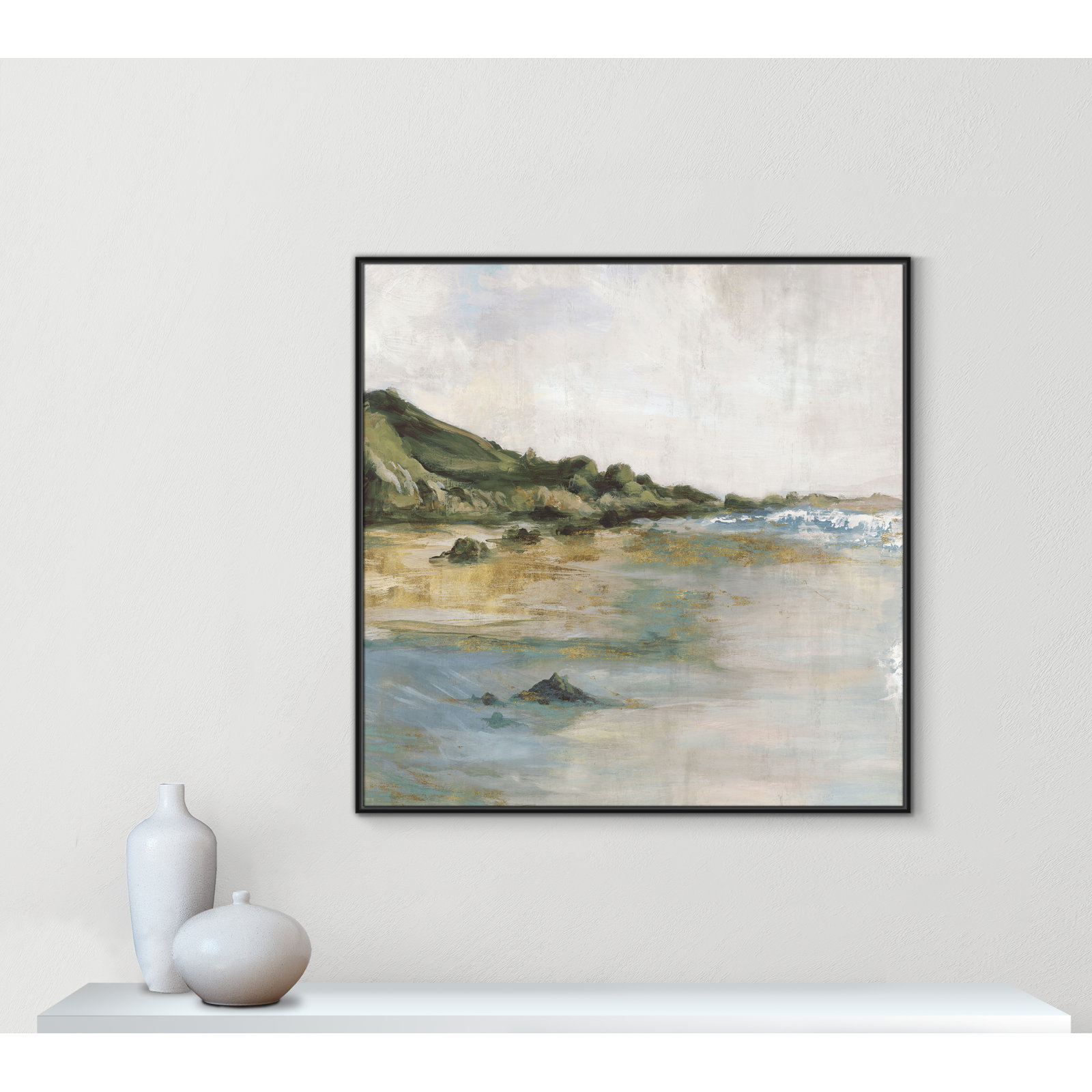 Tide’s Edge Print by , 46.5" H x 46.5" W, Black