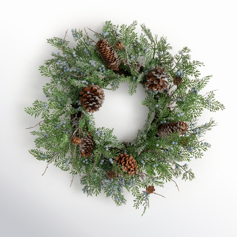 Mini couronne de Noël 18 po en cèdre artificiel, vert
