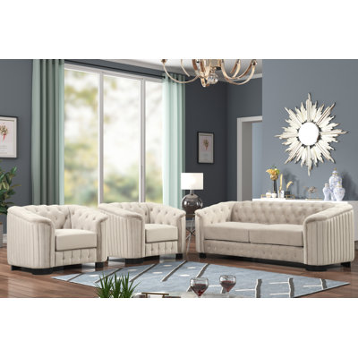 Jeidy 3 - Piece Velvet Living Room Set
