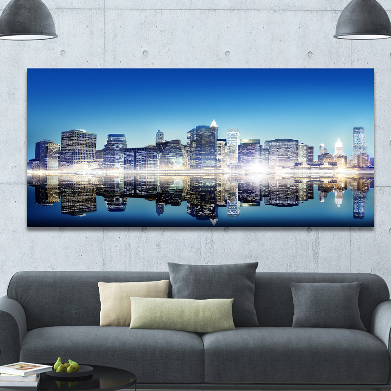 Skyscraper on New York City - impression d'art graphique, H 28 po x l 60 po x p 1,5 po, Toile tendue