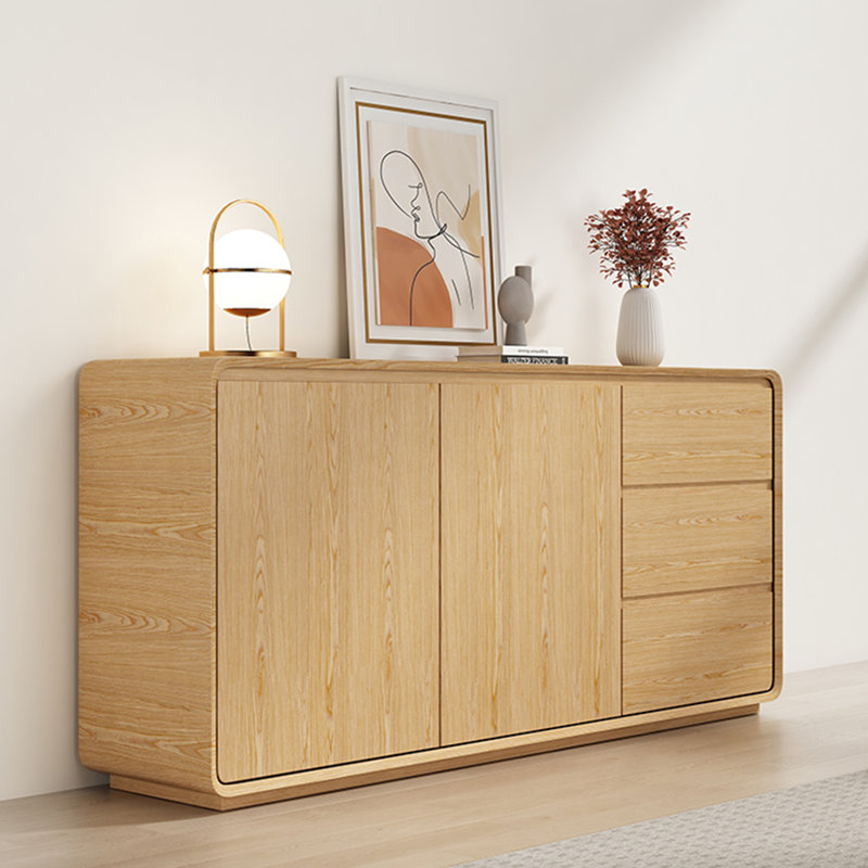 Modern Simple Solid Wood Sideboard, Burlywood, 31.49" H x 59.05" W x 15.75" D