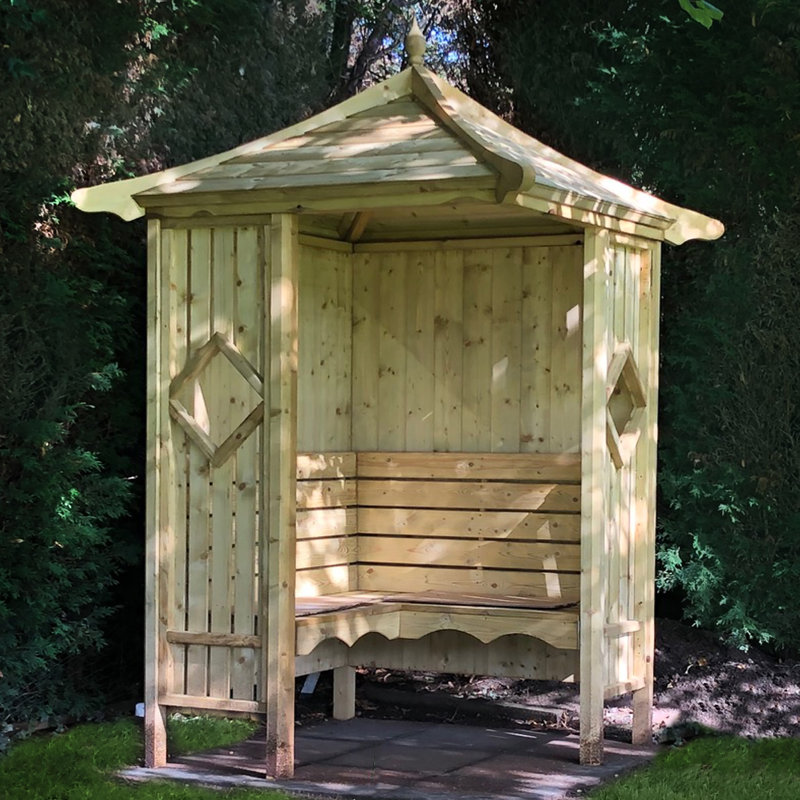 Beley Wooden Corner Arbour Bench, Yes