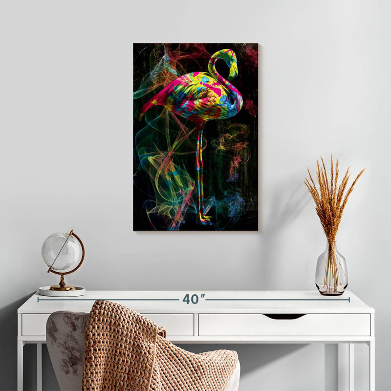 Flamant rose fumé, H 24 po x l 16 po