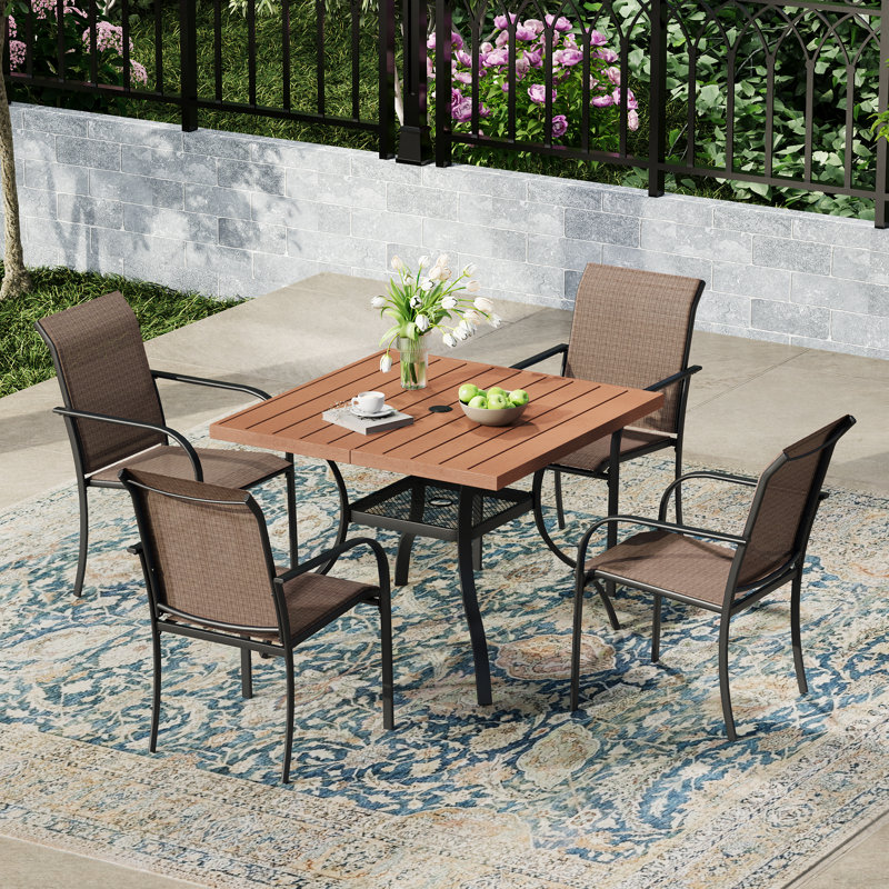 Ensemble repas extérieur pour 4 personnes, Brun / brun