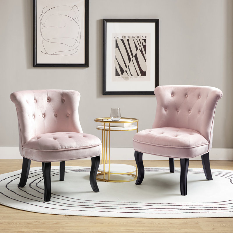 Chaise d'appoint rembourrée à oreilles Grenier, Mélange de polyester rose