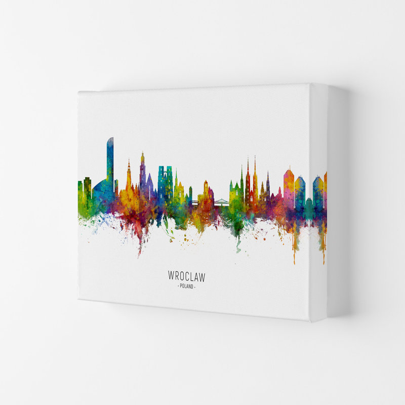 Wroclaw Poland Skyline by Michael Tompsett - Print, 29.7cm H x 42cm W x 4cm D, Wrapped Canvas