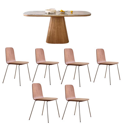 Modern Simple Family Dining Table Sets 6 - Person Pedestal Dining Set
