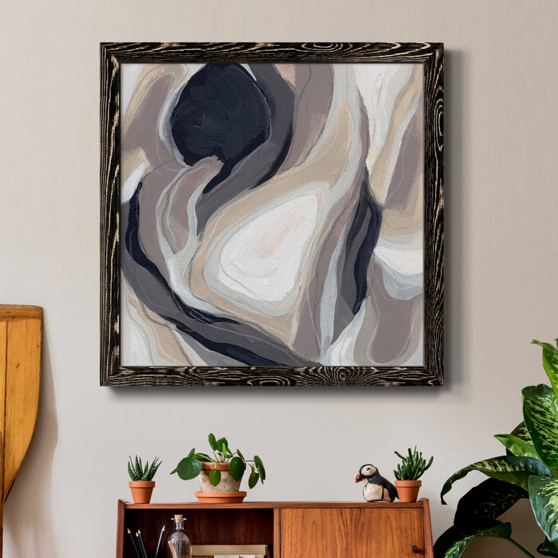 Stone Ripple II - Toile encadrée de qualité supérieure - prête à être accrochée, H 27,5 po x l 27,5 po x P 1,5 po, Noir