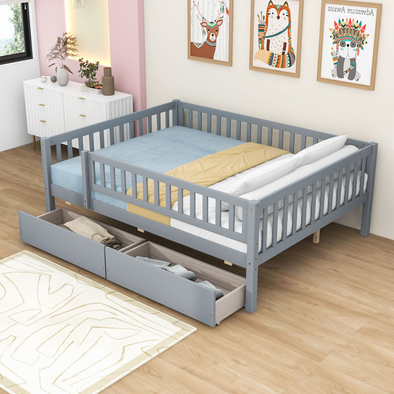 Wooden Daybed with Underbed Storage Drawers, Full / Double, Gray