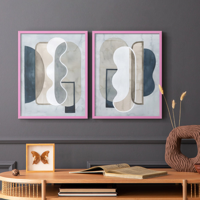 Shapes and Shadows I-Premium, reproduction encadrée prête à accrocher - aucun clou requis - aucun clou requis, Rose