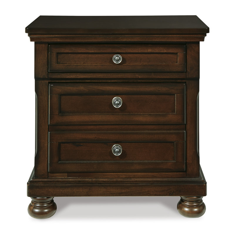 Transitional Rustic Brown Nightstand with Antiqued Hardware