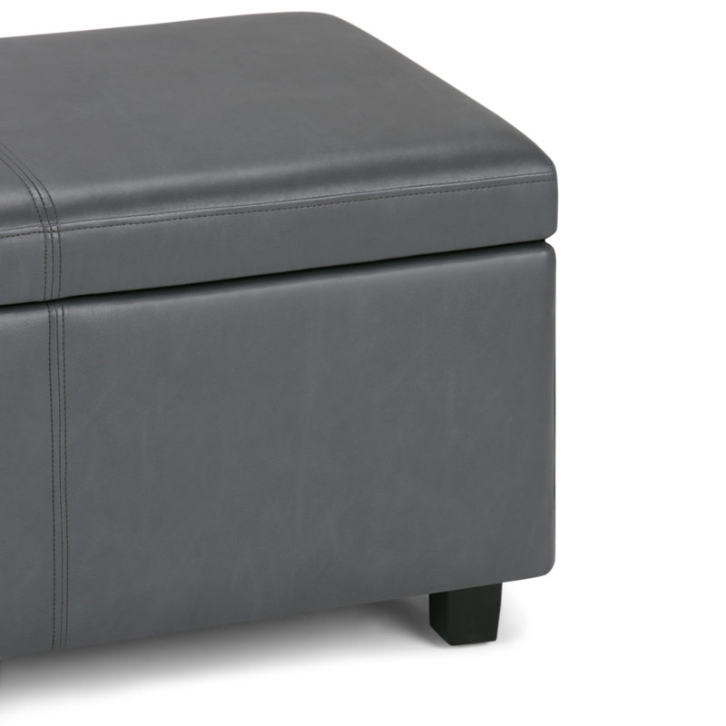 Stone Gray Contemporary Bench Ottoman with Inner Storage