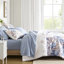 Édredon à motif floral bleu pour très grand lit, draps en microfibre doux, profondeur de matelas de 16 po, aquarelle lavable à la machine pour lit très grand, impression