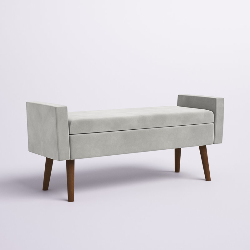 Carkin Velvet Upholstered Storage Bench, Gray Velvet