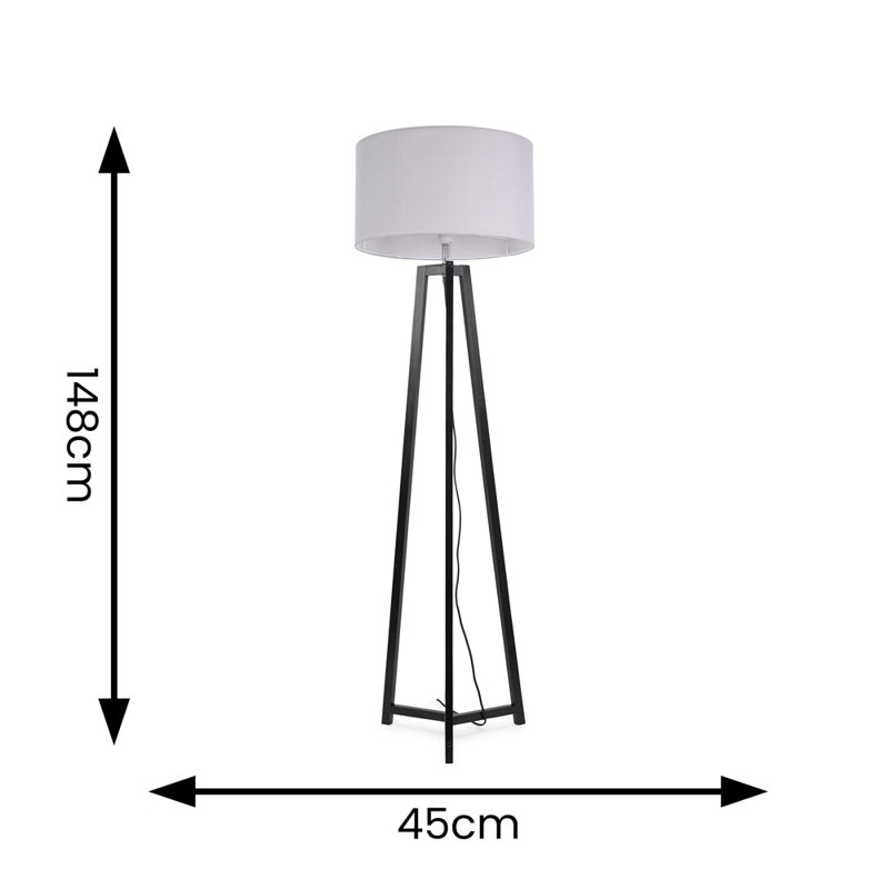 Rhavyn 148cm Traditional Floor Lamp, Grey, Matte Black