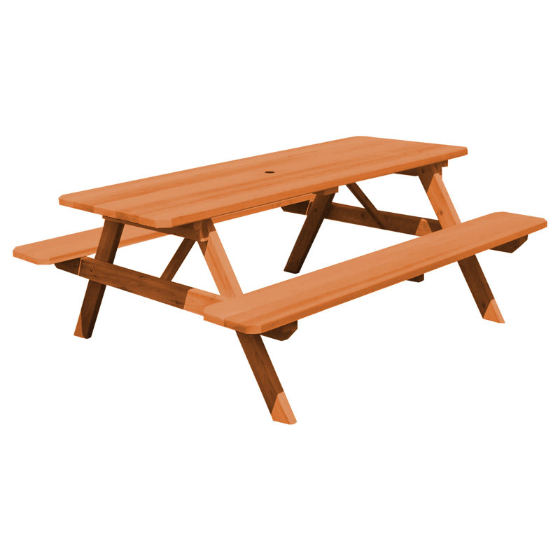 Table de pique-nique rectangulaire, Teinture cèdre, 94 po x 60 po x 30 po