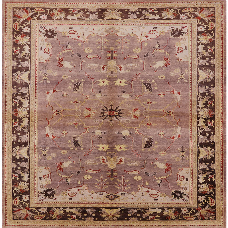 Tapis brun à motif oriental, Carré 3 pi