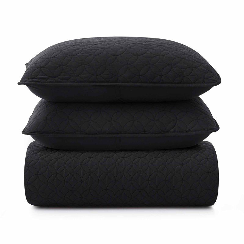 Ensemble de couvre-lit réversible en microfibre, Couvre-lit pour lit simple + une taie d'oreiller s, Noir
