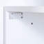 Lit escamotable simple avec tablettes ouvertes et tiroirs de rangement, armoire et table intégrées, blanc