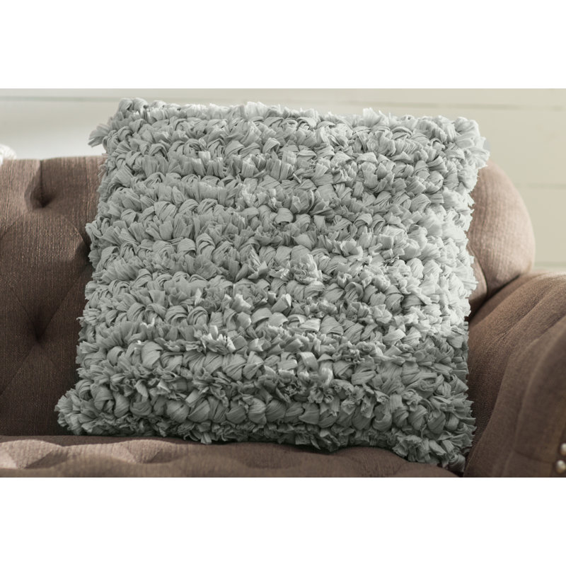 Silver Polyester Square Decorative Throw Pillow 20" x 20"