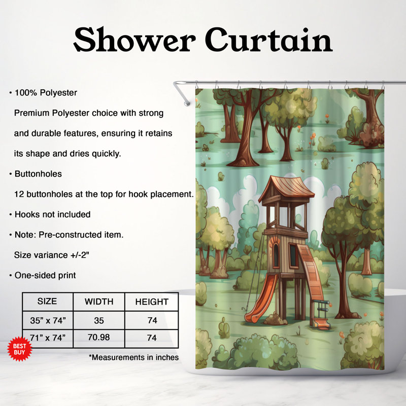 Fun Zone - Rideau de douche Premium, H 74 po x l 71 po