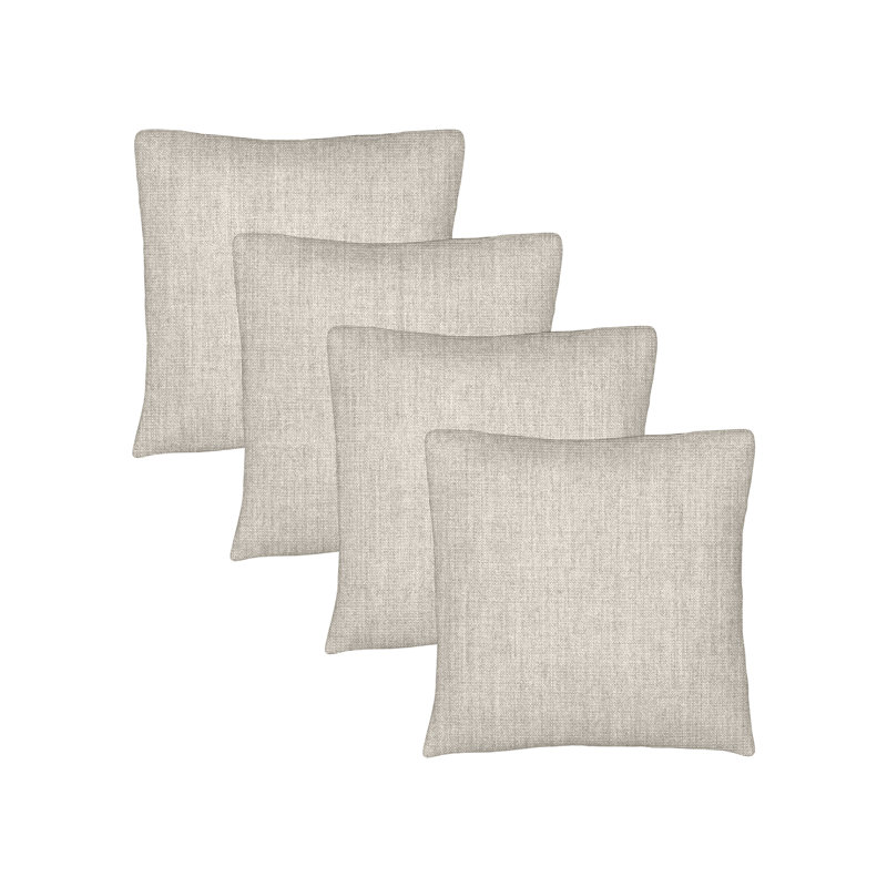 Ensemble de 4 coussins décoratifs Sunbrella, coussins décoratifs d'extérieur carrés de 18 po x 18 po, Square 18", Cast cendré