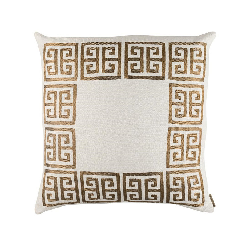 Guy Geometric Feather Throw Pillow, Gold