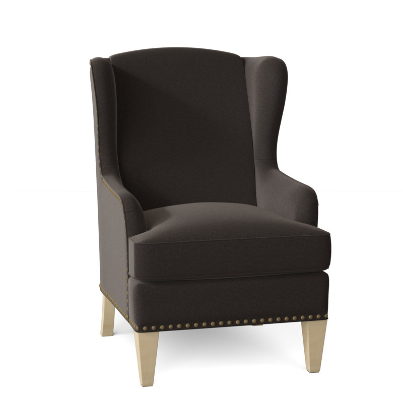 Fauteuil à oreilles Goyito, Beau sergé noir performance 45, Non, Pécan