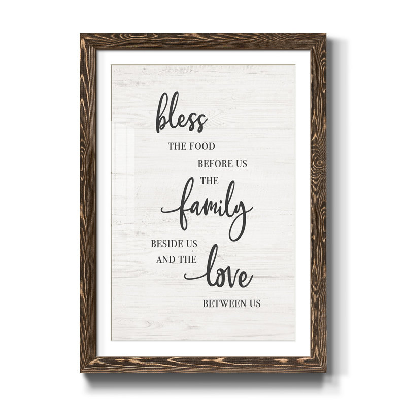 «Bless Family Love», reproduction d'art textuel sur papier encadré, H 37,5 po x l 27,5 po x P 1,5 po, Noyer