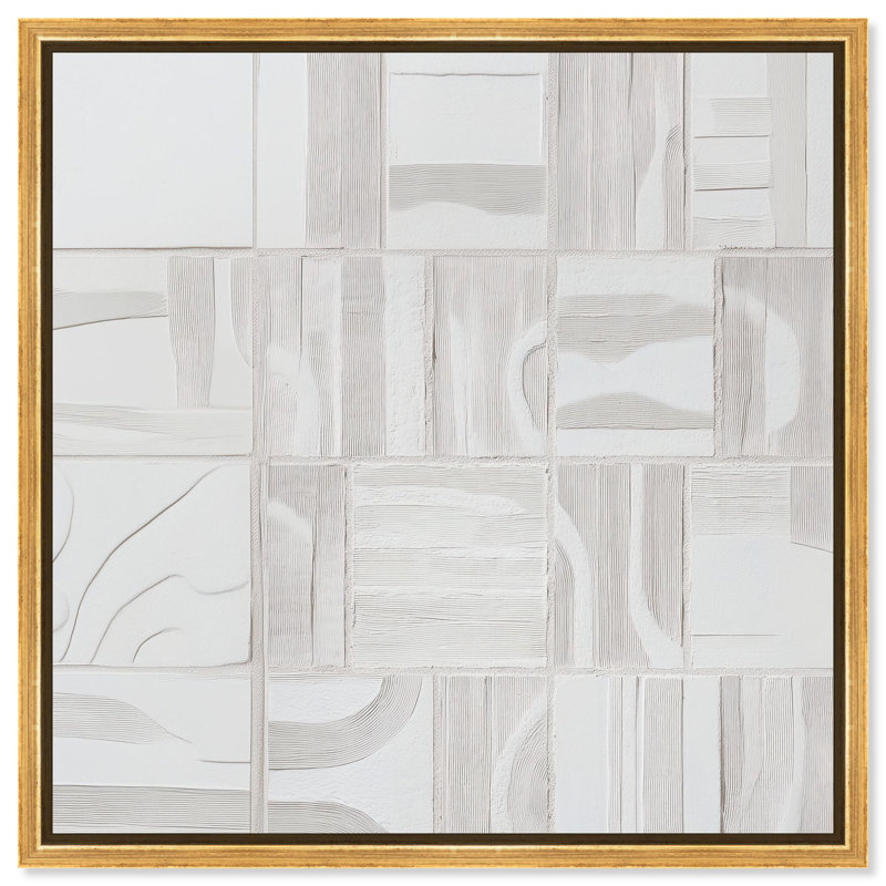 Décoration murale abstraite sur toile Linear Cadence II par Art Remedy, cadre noir, 12 x 12, H 13 po x l 13 po