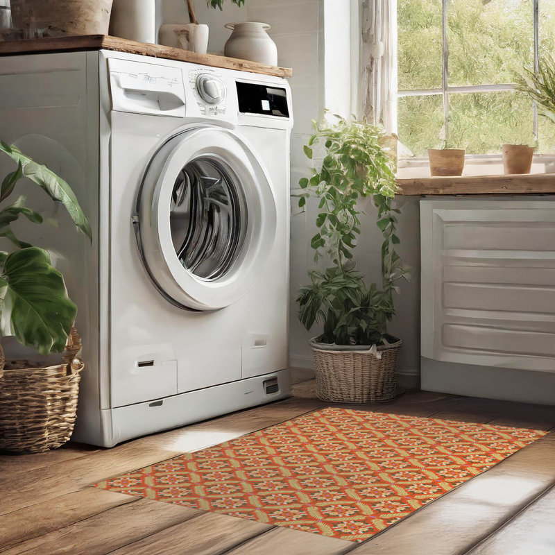 Tapis de lessive léger et antidérapant Eden, 37 "L x 5.5 "H, Orangeade Floral