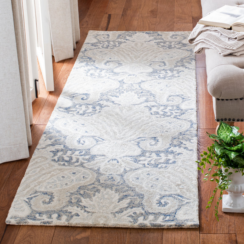 Tapis ikat en laine et en coton touffeté à la main Hitz, Tapis de couloir 2 pi 3 po x 8 pi
