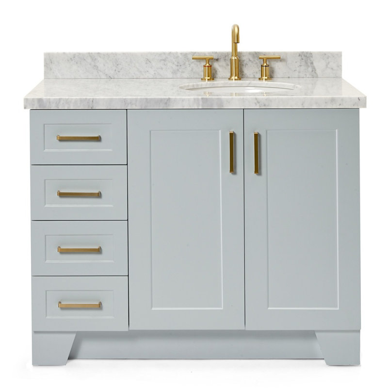 ARIEL TAYLOR 43 IN RIGHT OFFSET RECTANGLE SINK VANITY, Gray, Oval, Right
