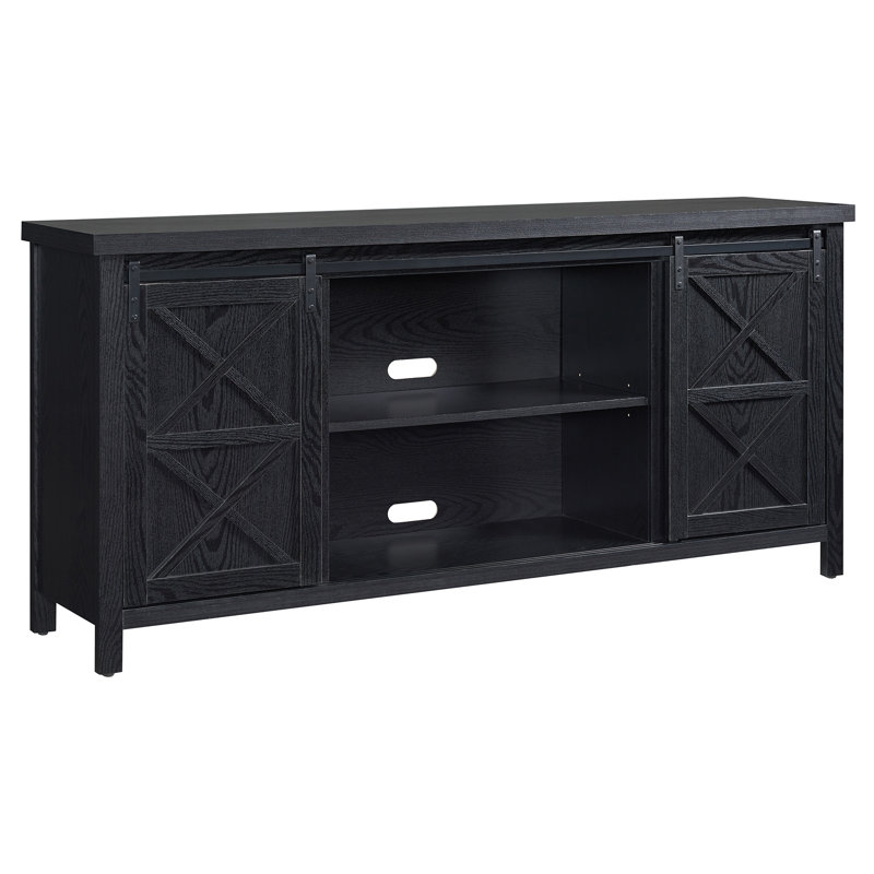 Zacharias Unfinished TV Stand for TVs up to 75", Black Grain