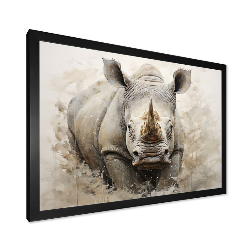 Puissant rhinocéros I, Cadre simple noir, H 12 po x l 20 po x P 1 po