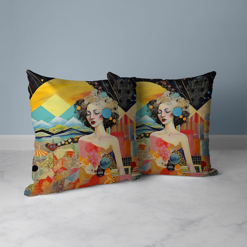 Coussin géométrique réversible, H 16 po x l 16 po