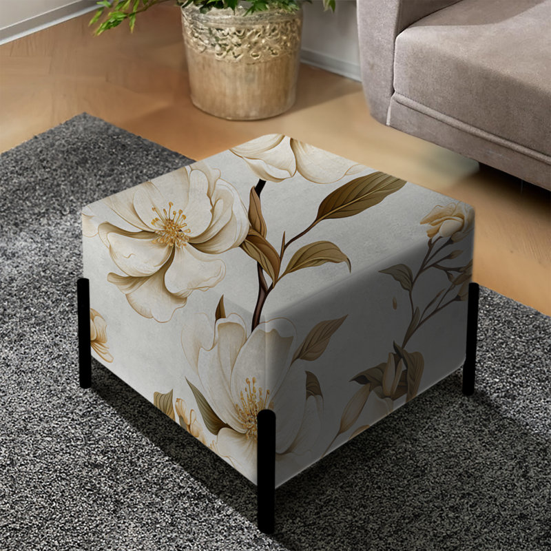 White Poppies Floral Tranquility - Repose-pieds carré floral