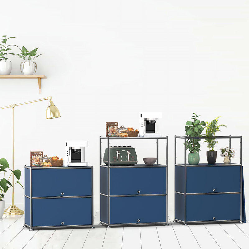2 - Door Accent Cabinet with Adjustable Shelves, Blue
