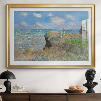 «Cliff Walk at Pourville-Claude Monet», reproduction d'art, passe-partout mat et encadré sous verre, grand art mural de salon