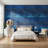 Blue Wallpaper Wood Rustic Decorative Mural