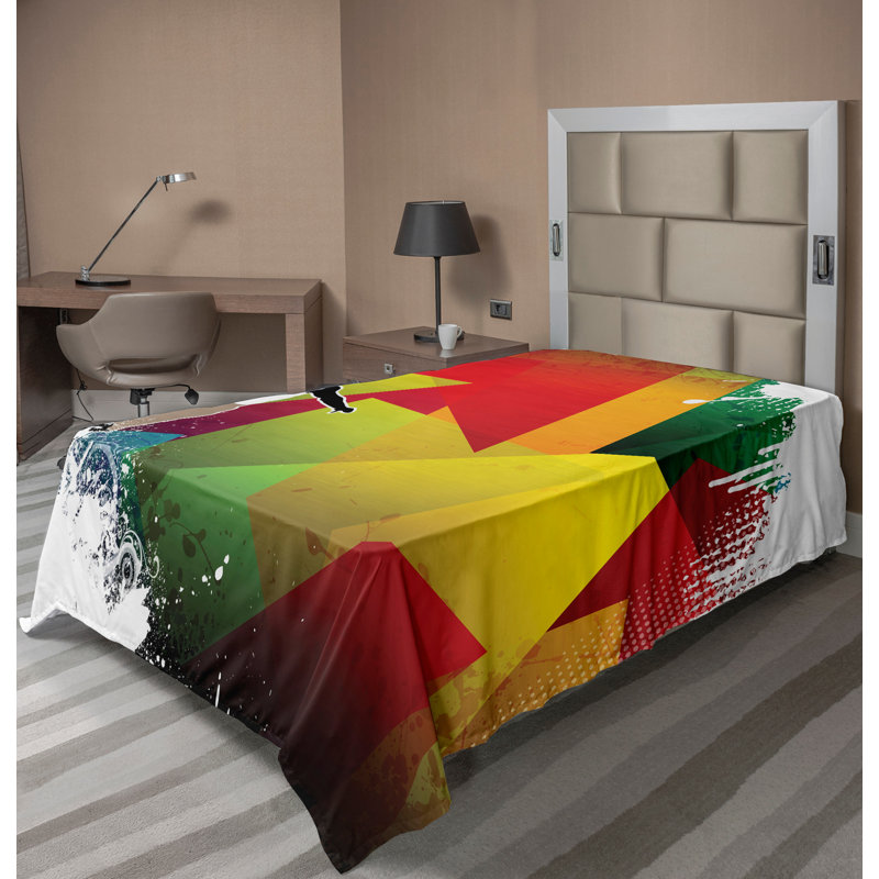 Ambesonne Top Flat Sheet Curving Art, Multicolor Abstract 1, Twin XL Flat Sheet