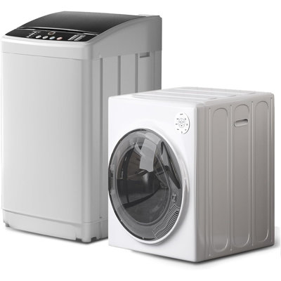 Compact Washer and Dryer Combo Set, 19Lbs Full-Automatic Washing Machine with 10 Washing Programs & 13LBS Compact Dryer with Stainless Steel Inner Tub,White